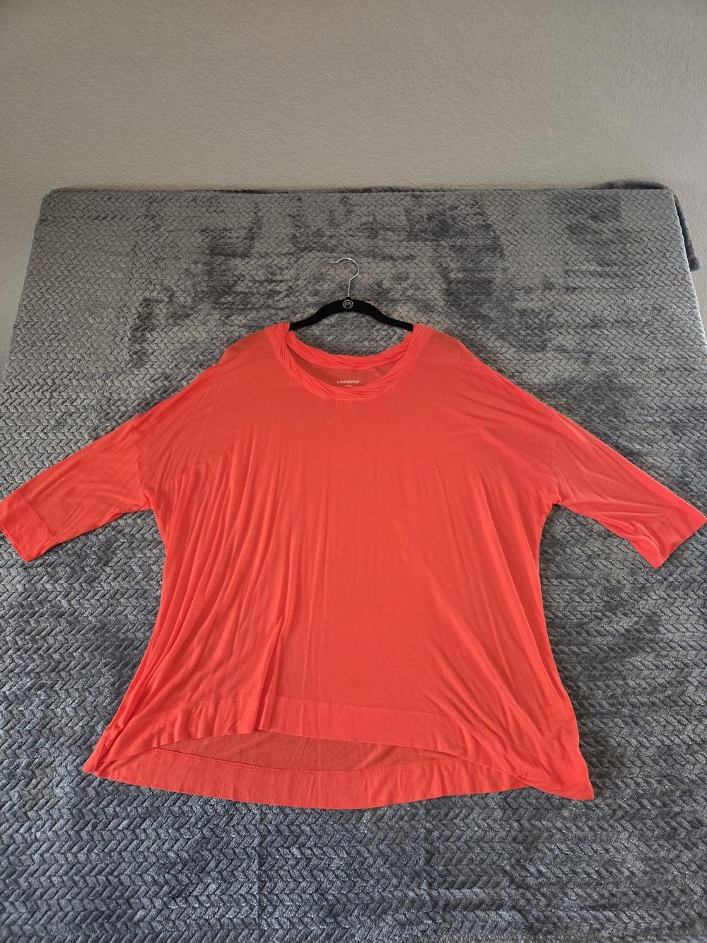 Lane Bryant 18/20 Coral Red Micro Modal Dolman Sleeve High Low Top Plus Size